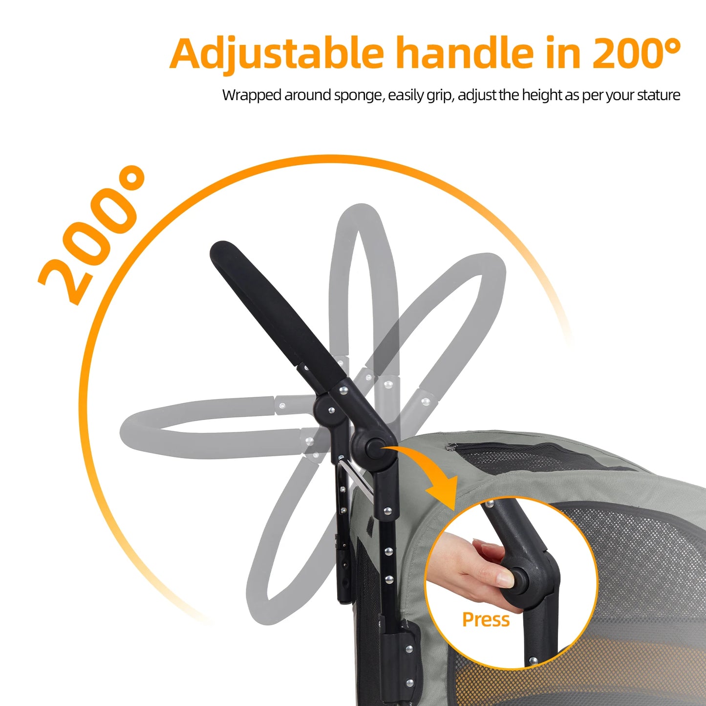 Foldable Large Dog Stroller with Breathable Carrier
