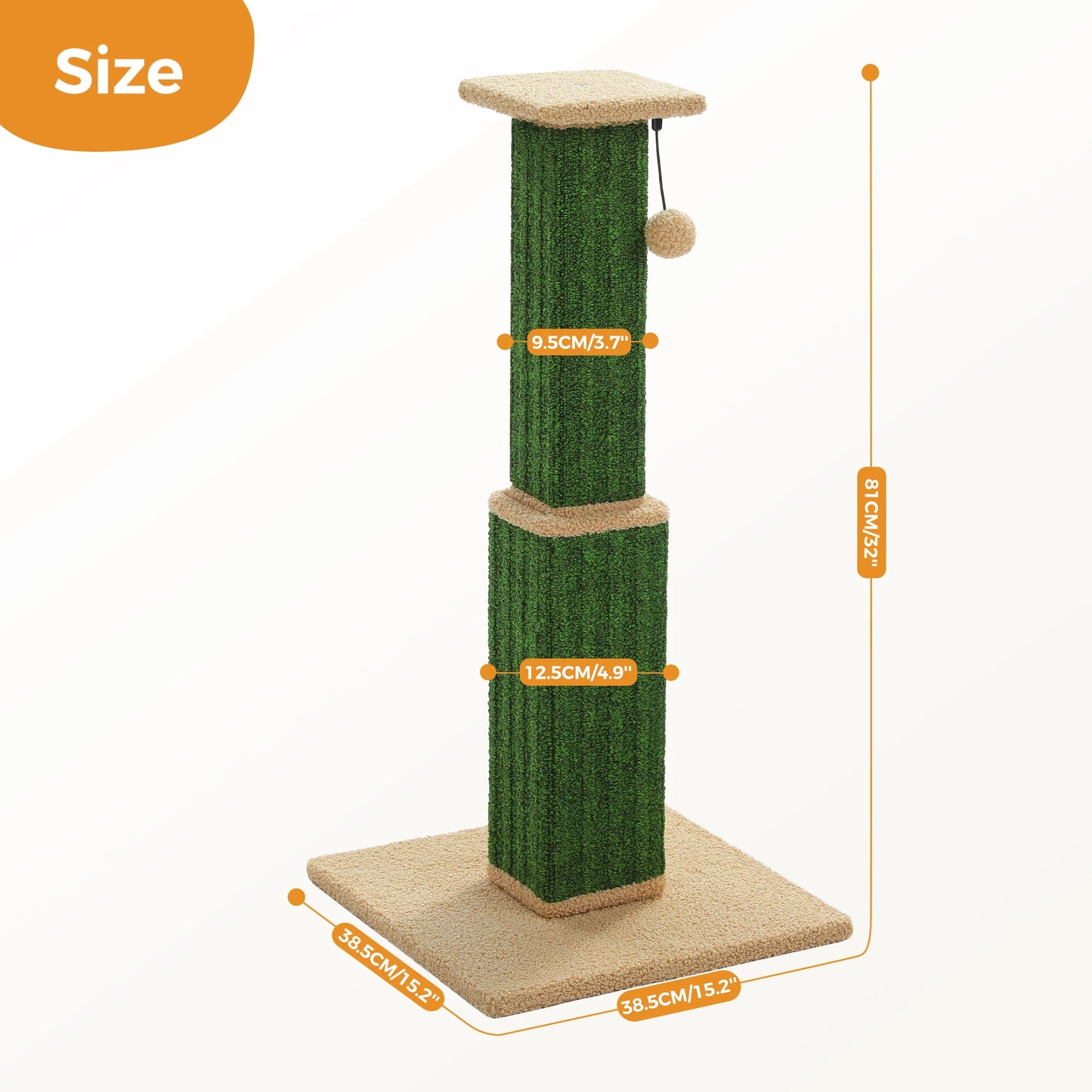 Tall Woven Sisal Cat Scratching Post with Dangling Ball