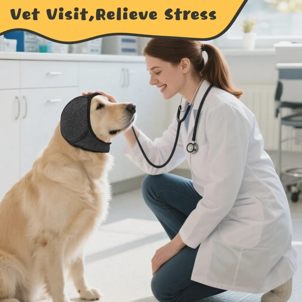 Adjustable Dog Ear Noise Protection Cover – Calming Ear Wrap for Anxious Pets