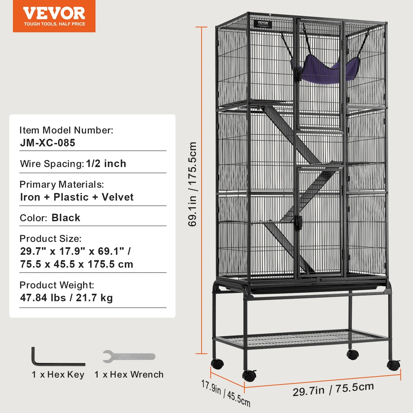Large 4-Tier Rolling Metal Ferret & Small Animal Cage