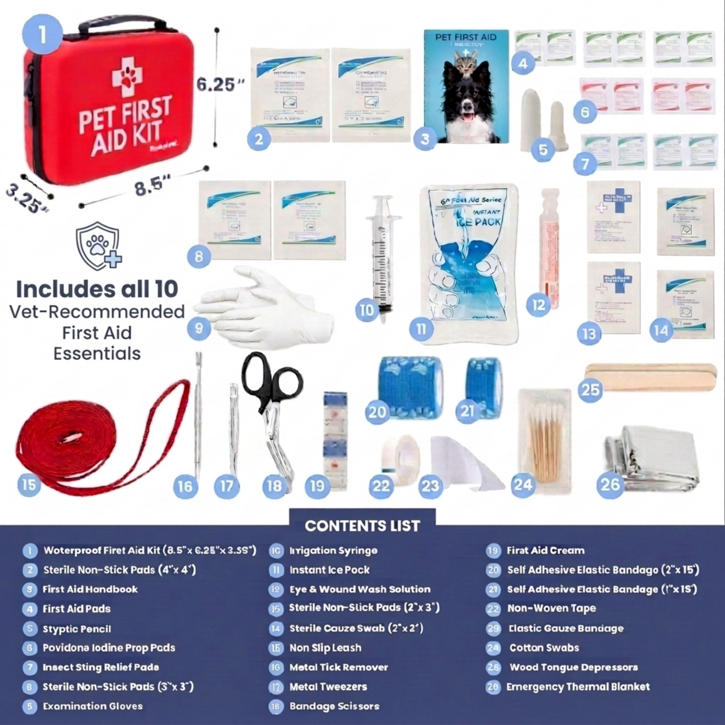 Pet First Aid Kit for Dogs & Cats – Vet-Approved Emergency Essentials for Happy Fur Babies
