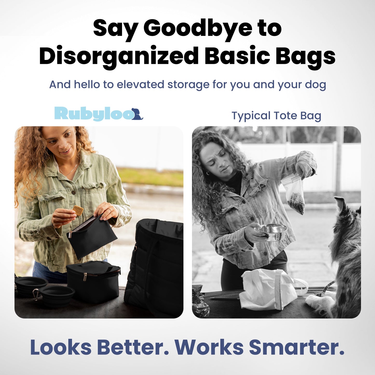 Puffer Dog Travel Bag for Dog Moms – Stylish Quilted Nylon Tote with Collapsible Bowls & Organizer Pockets