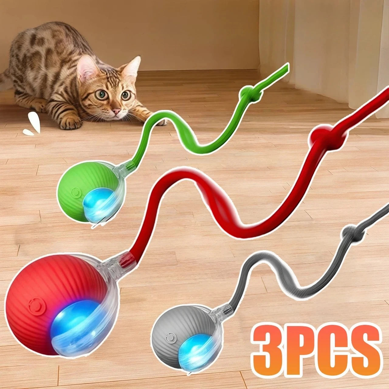 Automatic Rolling Ball Cat Toy – Rechargeable Smart Electric Toy with Faux Tail & Mouse Simulation