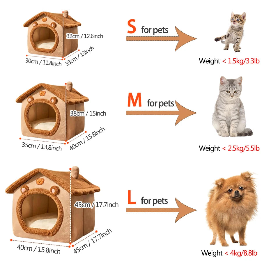 Foldable Pet Cave House – Removable & Washable