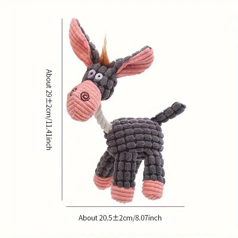 Plush Squeaky Donkey Chew Toy for Puppies & Small Dogs
