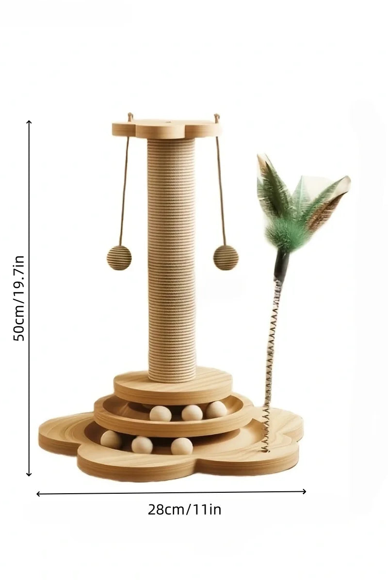 Rotating Cat Scratch Board with Vertical Sisal Post