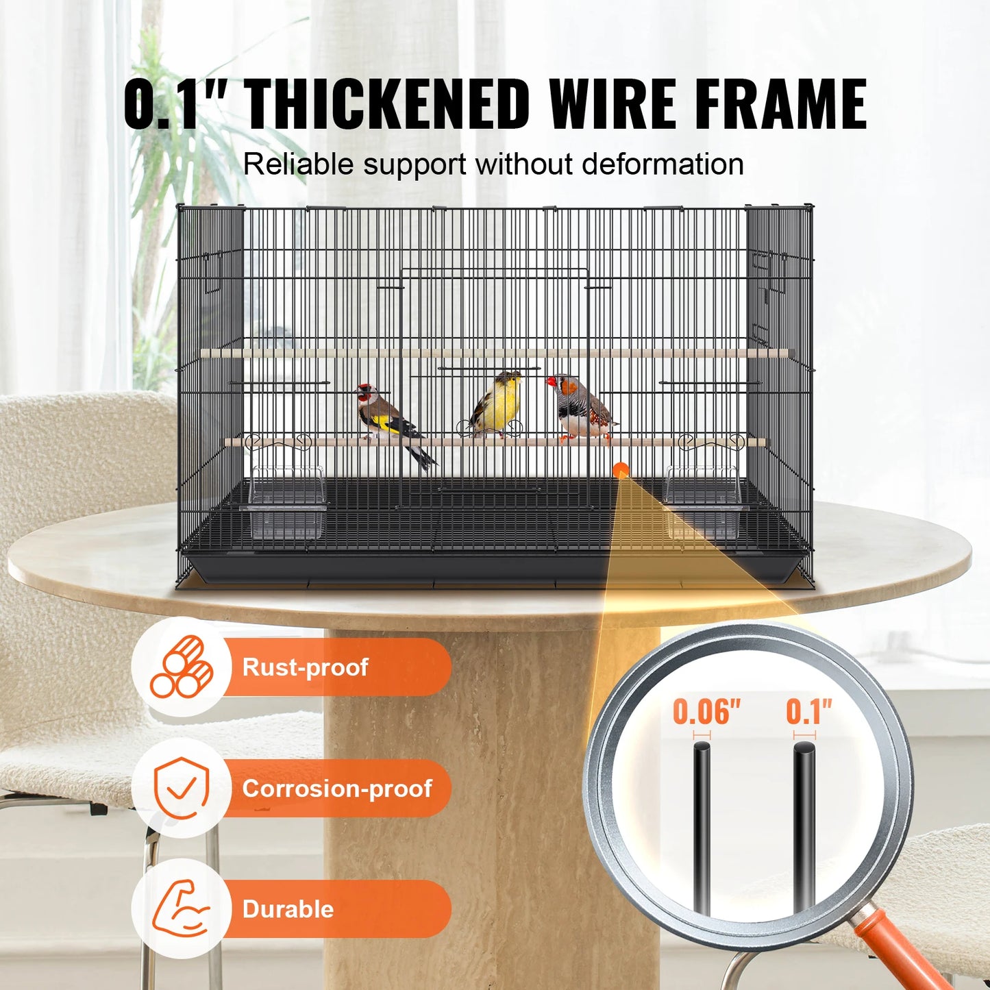 Large Metal Bird Cage with Rolling Stand