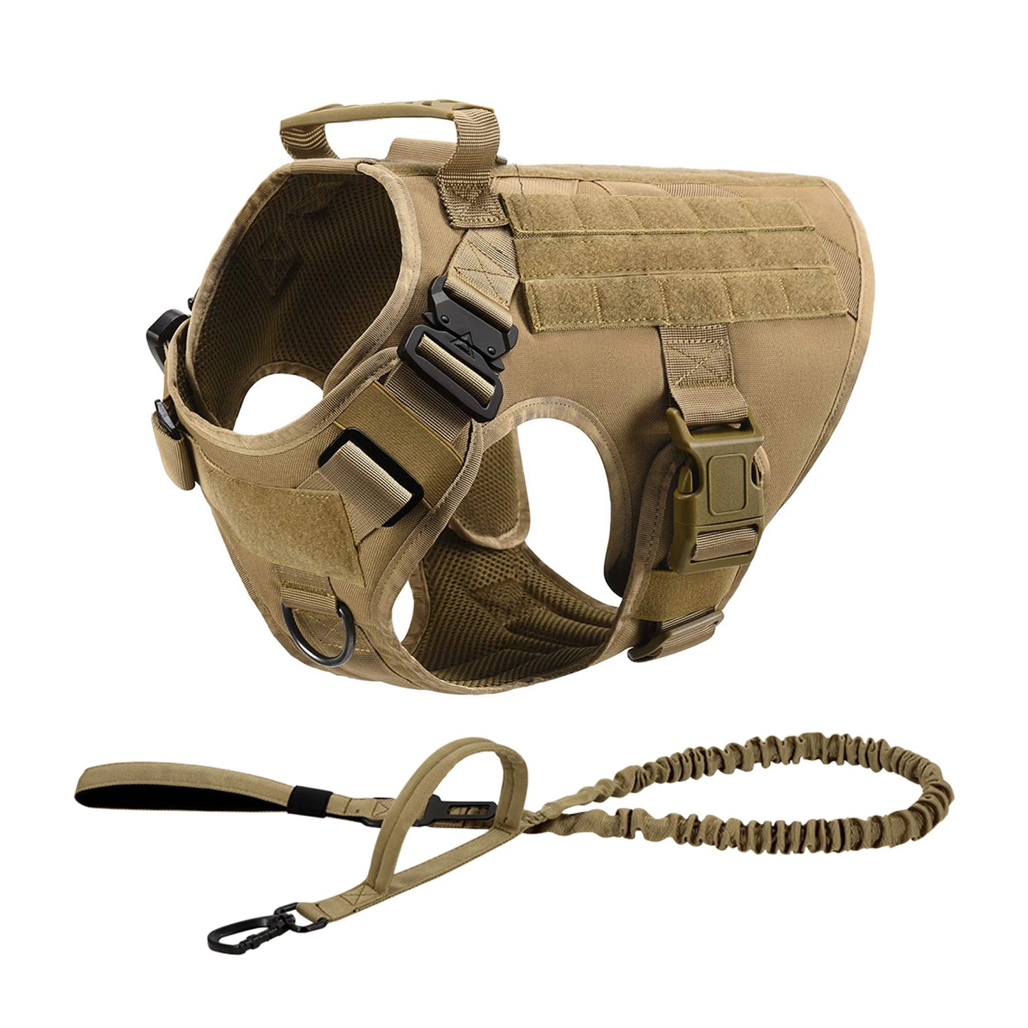 Tactical Dog Harness with Leash & MOLLE Pouches