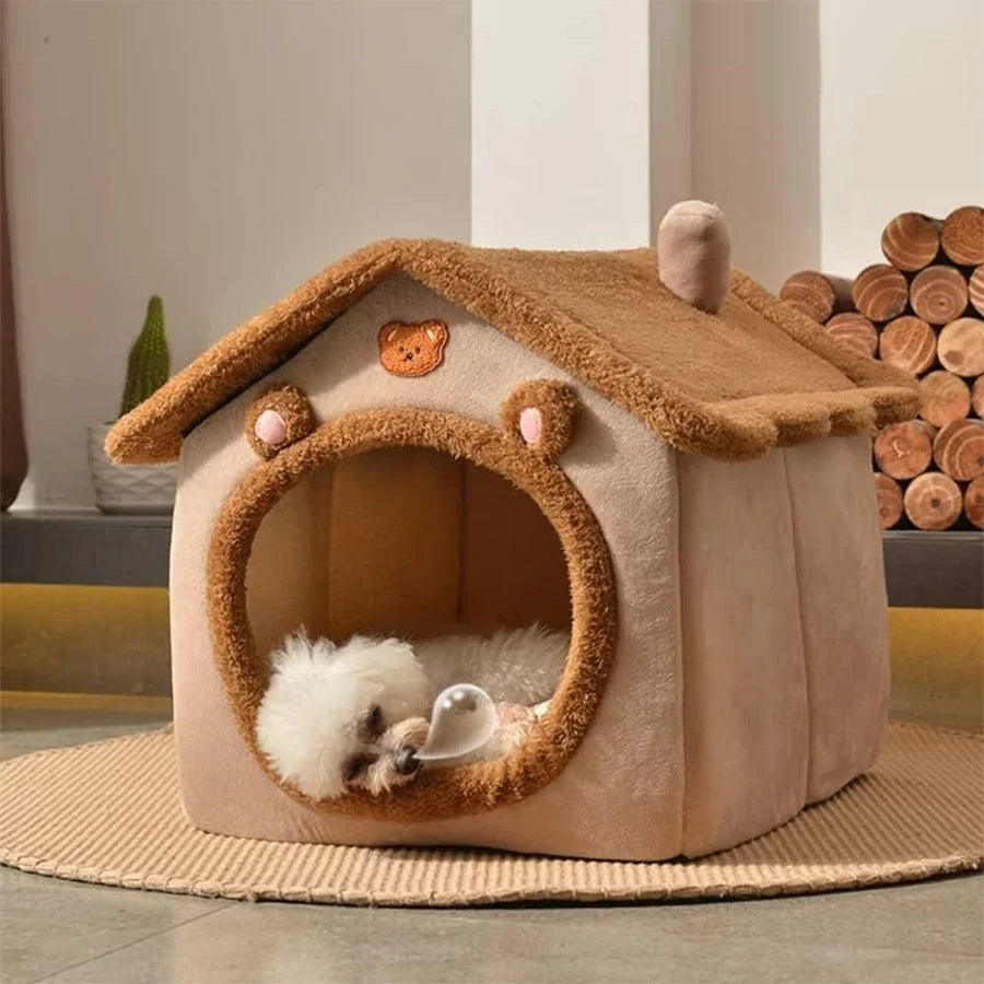 Foldable Pet Cave House – Removable & Washable