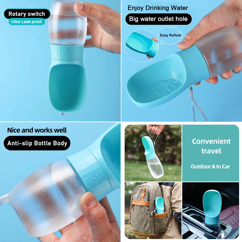 Portable Dog Water Bottle & Bowl – 500ml Travel Dispenser for Dogs & Cats | Hiking, Walking & Outdoor Use