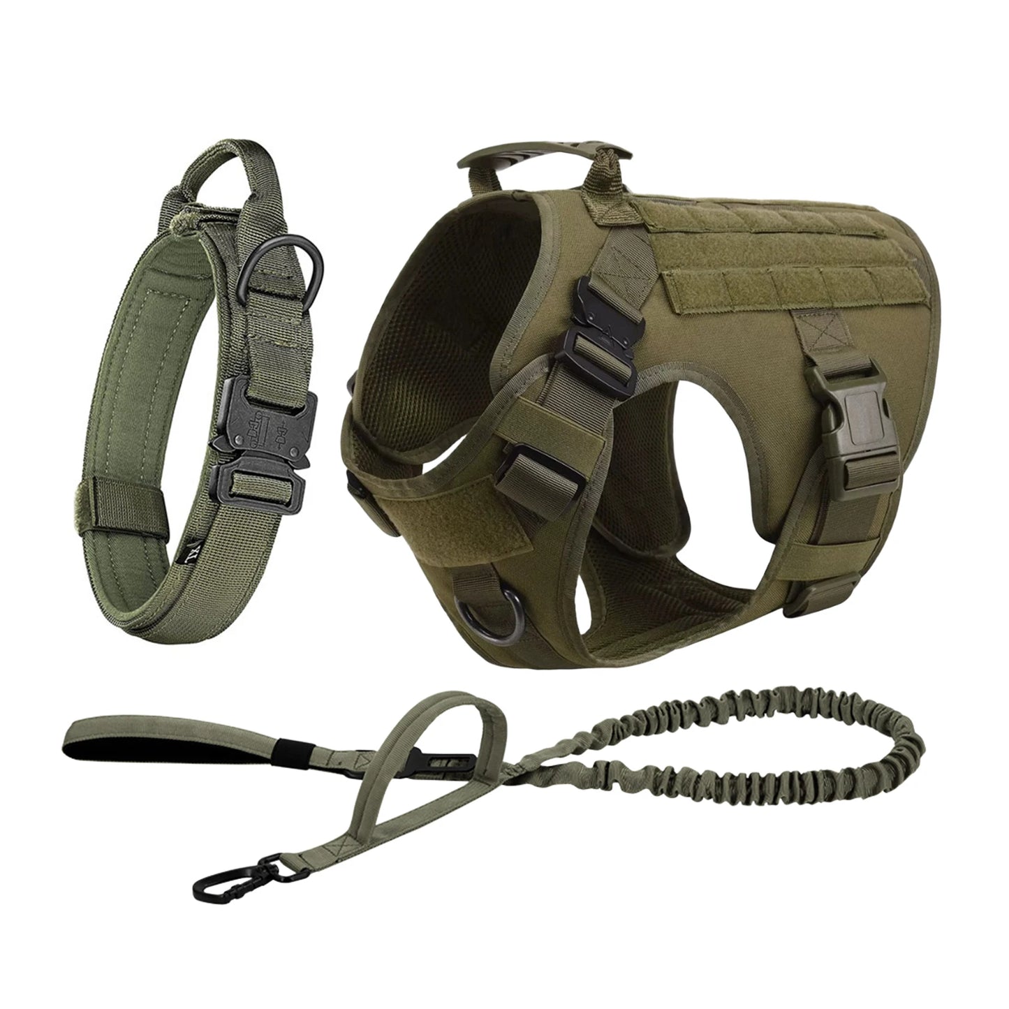 Tactical Dog Harness with Leash & MOLLE Pouches