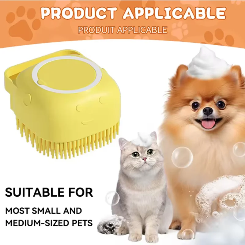 Silicone Pet Bath Massage Brush for Dogs & Cats