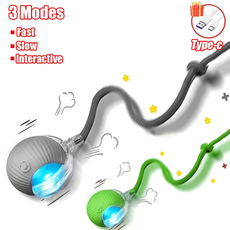Automatic Rolling Ball Cat Toy – Rechargeable Smart Electric Toy with Faux Tail & Mouse Simulation