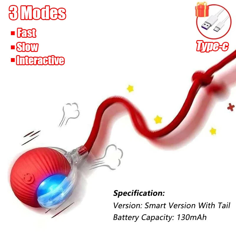 Automatic Rolling Ball Cat Toy – Rechargeable Smart Electric Toy with Faux Tail & Mouse Simulation