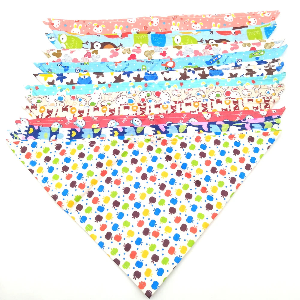 Cotton Dog Bandana Bibs – 10 Pack (S/M/L/XL)