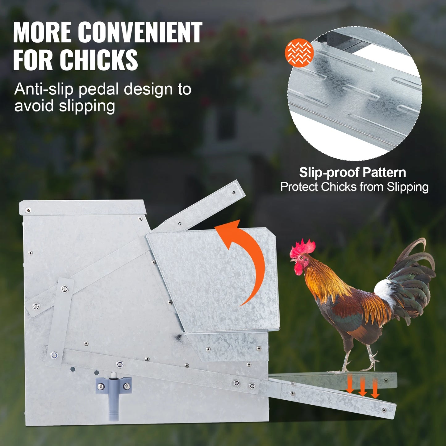 Automatic Treadle Chicken Feeder – 25 lb Capacity, Weatherproof Galvanized Steel