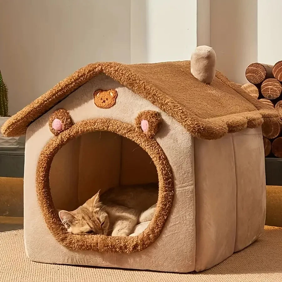 Foldable Pet Cave House – Removable & Washable