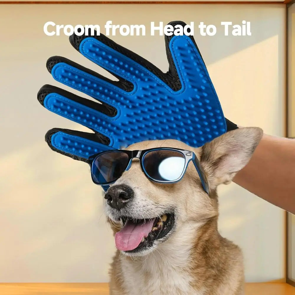 2-in-1 Pet Grooming Gloves – Deshedding Brush & Massage Mitt for Dogs & Cats
