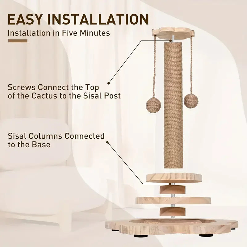 Rotating Cat Scratch Board with Vertical Sisal Post