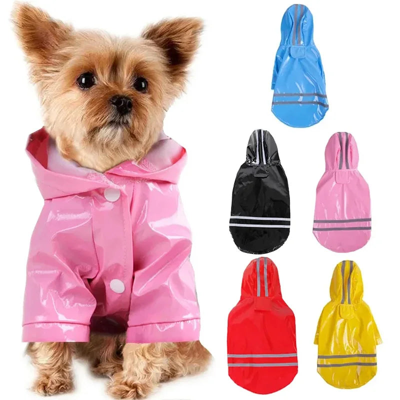 Waterproof Dog & Cat Raincoat – Reflective Hooded Jacket for Small Pets, Sizes S–XL