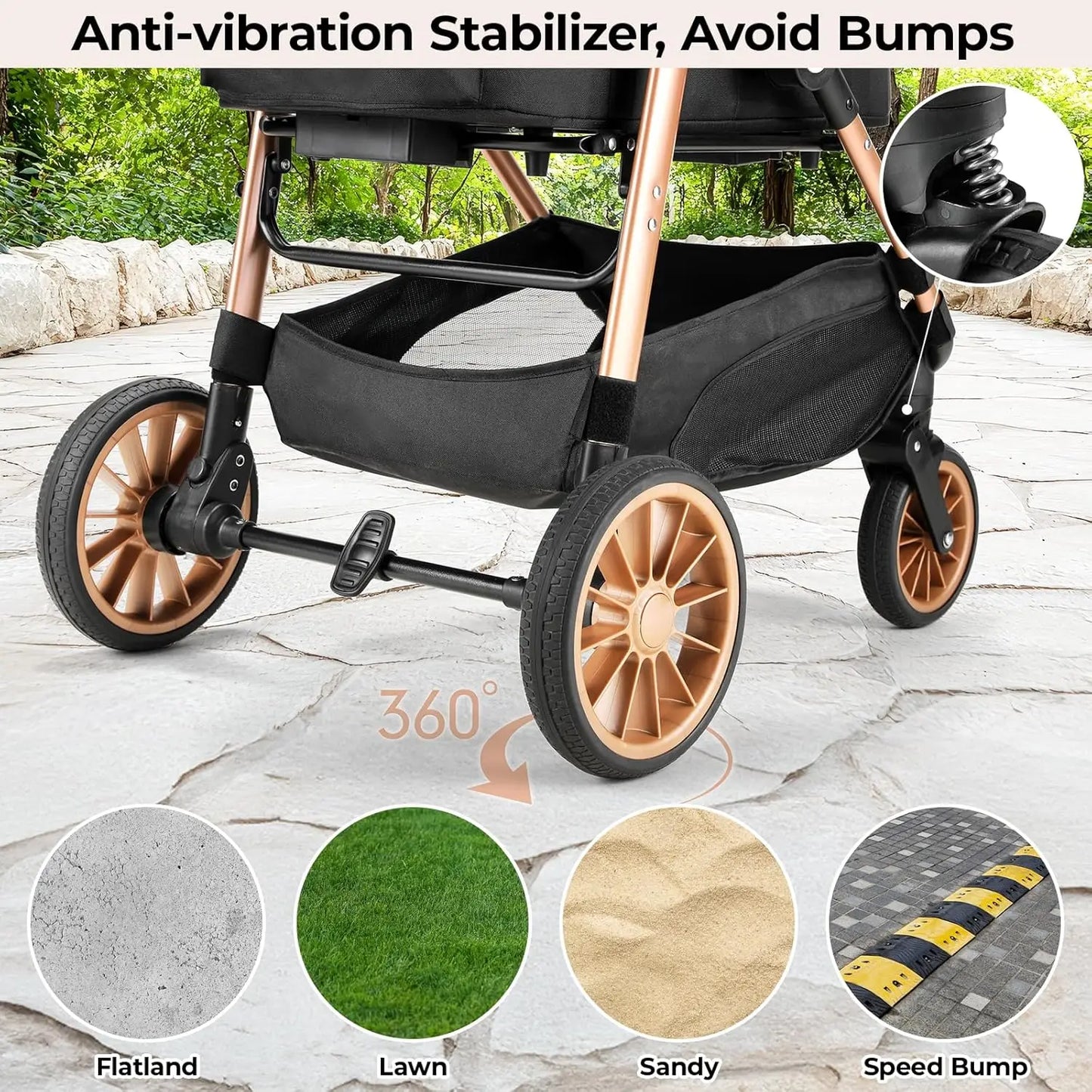 Foldable 2-in-1 Pet Stroller with Car Attachment