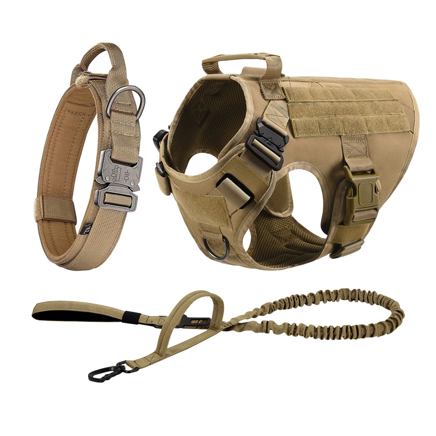 Tactical Dog Harness with Leash & MOLLE Pouches