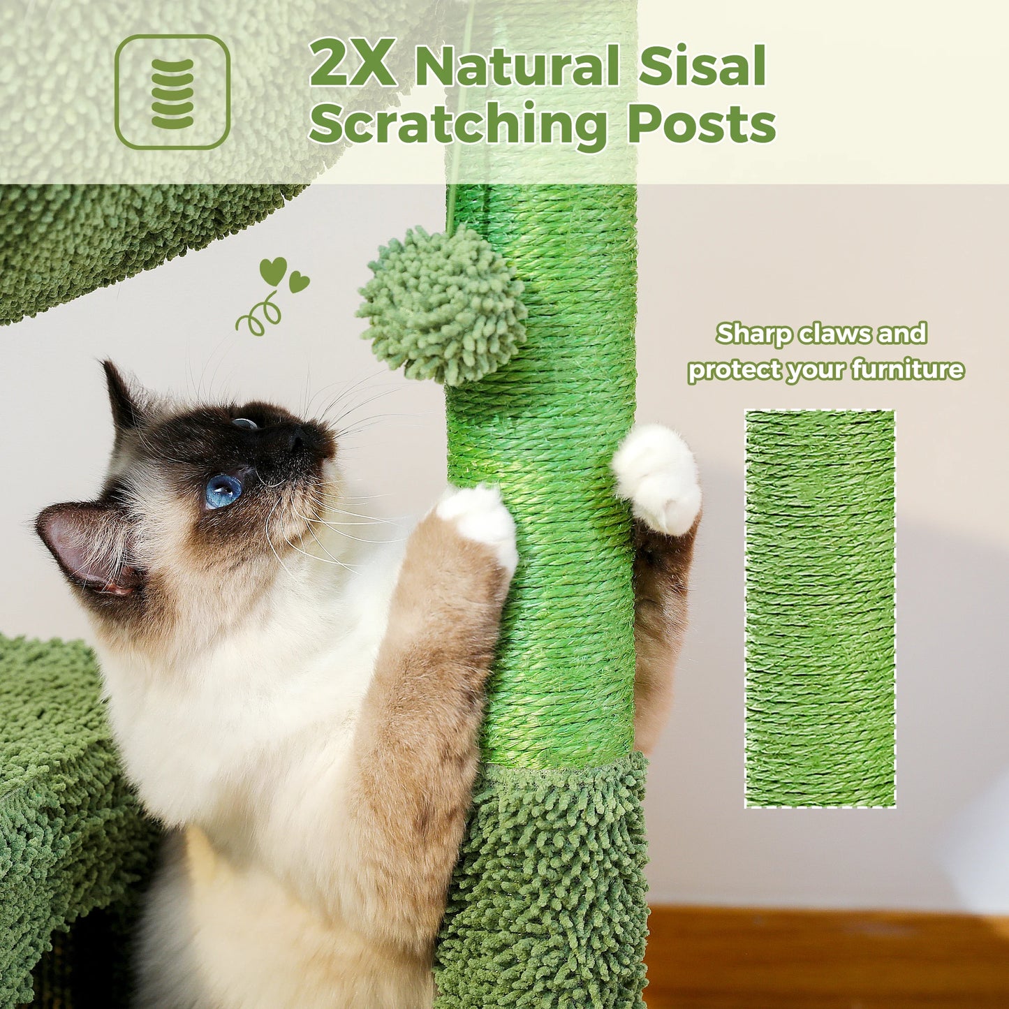 Cactus Cat Tree with Sisal Scratching Posts