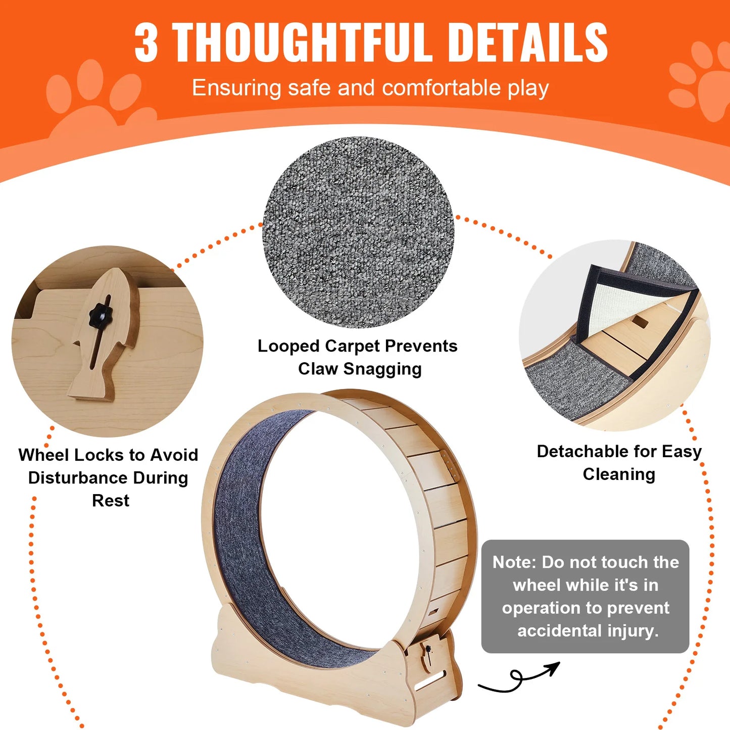 Wooden Cat Exercise Wheel with Cat Teaser