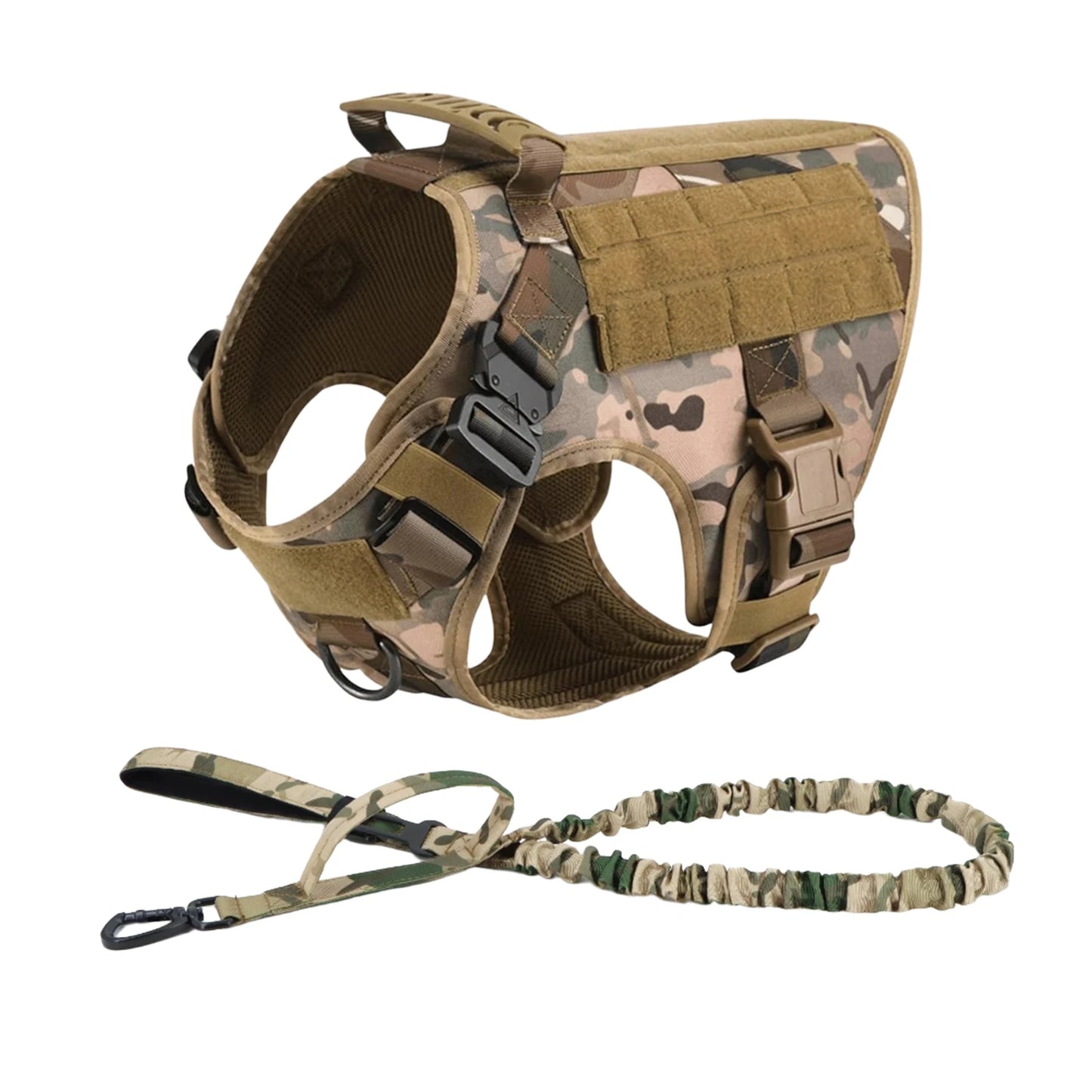 Tactical Dog Harness with Leash & MOLLE Pouches