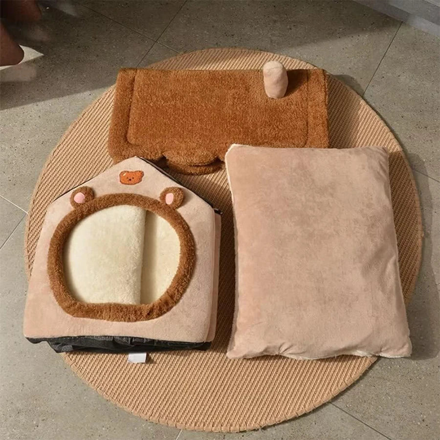 Foldable Pet Cave House – Removable & Washable