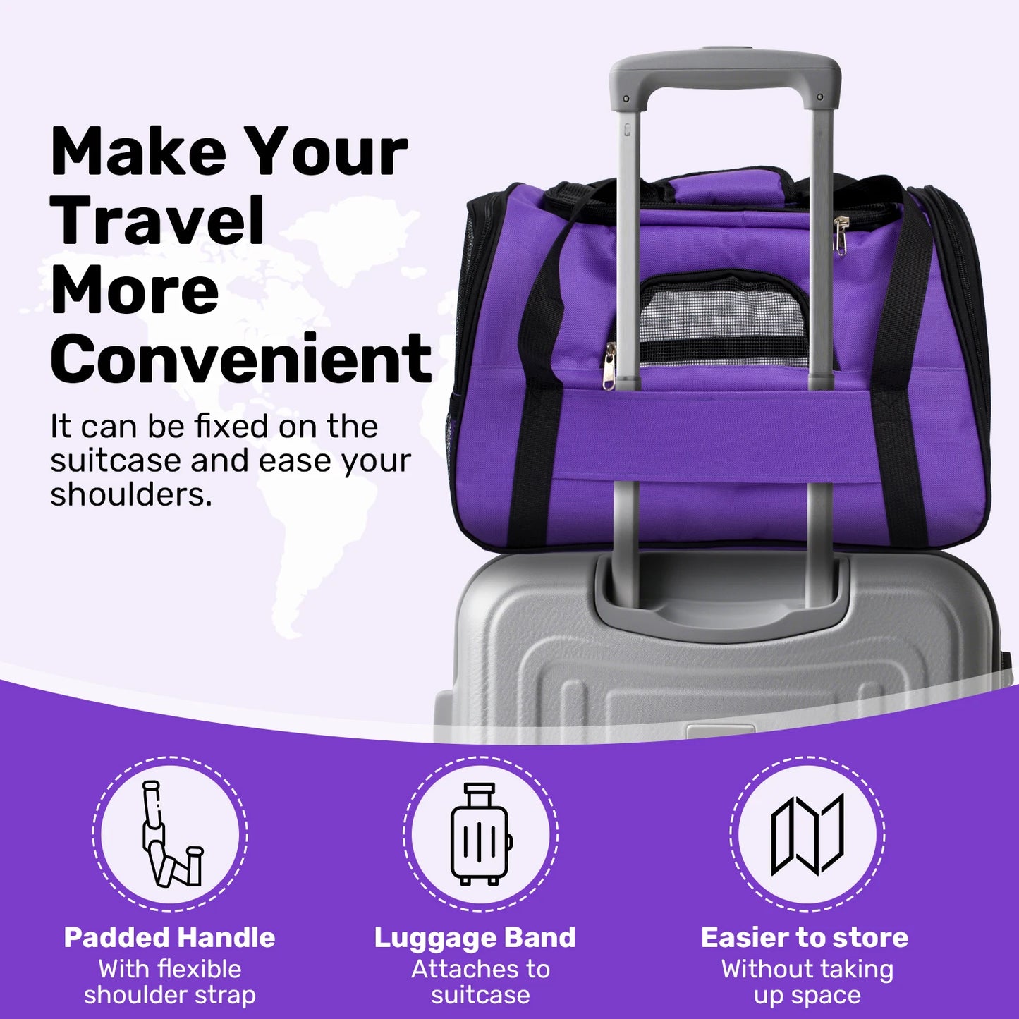 Soft-Sided Pet Carrier Bag – Airline Approved, Foldable Travel Bag for Cats & Small Dogs Up to 15 lbs