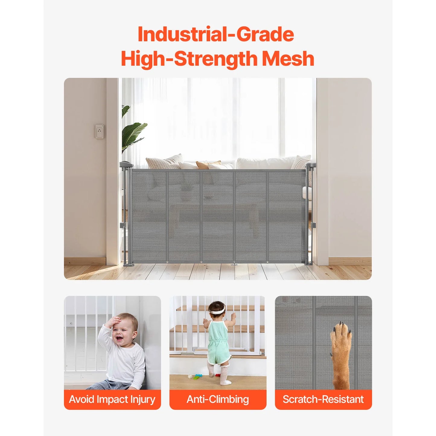 Retractable Pet & Baby Safety Gate (55–110 in.)