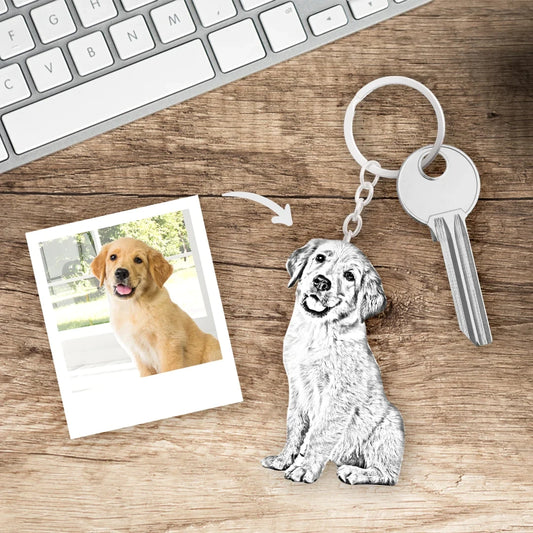 Custom Pet Photo Keychain – Personalized Memorial Jewelry for Cat & Dog Lovers
