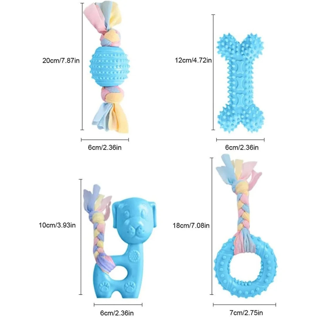 Durable Squeaky Dog Chew Toys – TPR Rubber Teething Bones for Aggressive Chewers