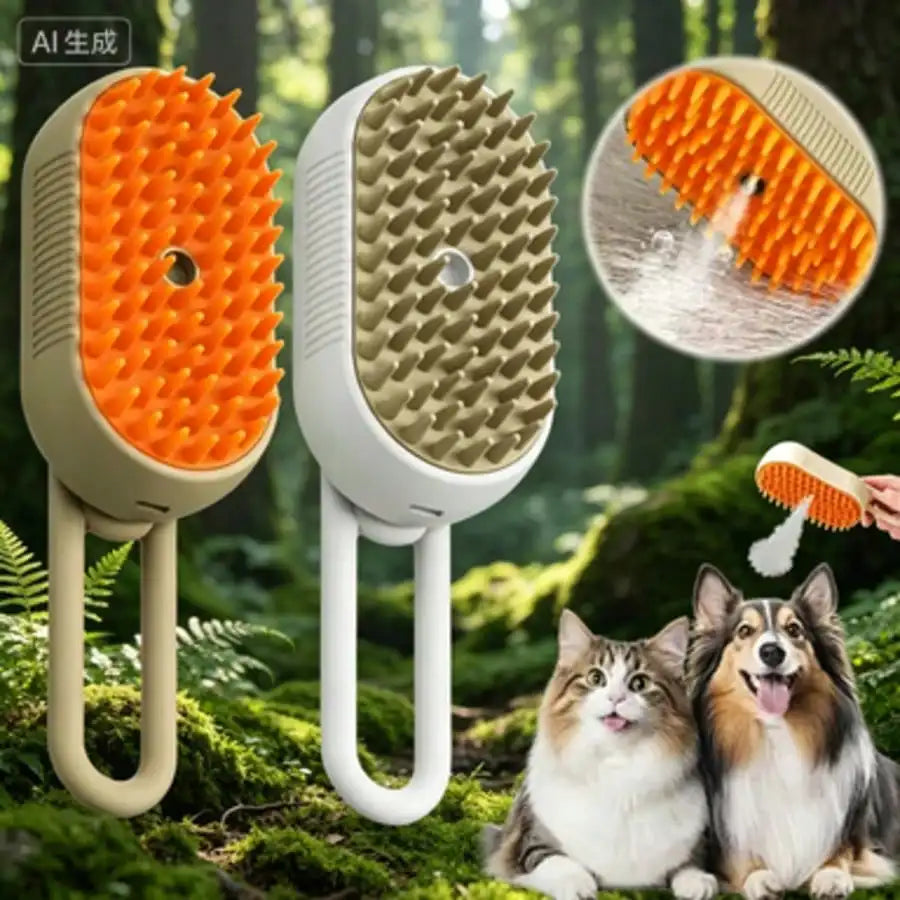 4-in-1 Steam Grooming Brush for Cats & Dogs – Self-Cleaning Comb with Vibrating Massage & Hair Removal