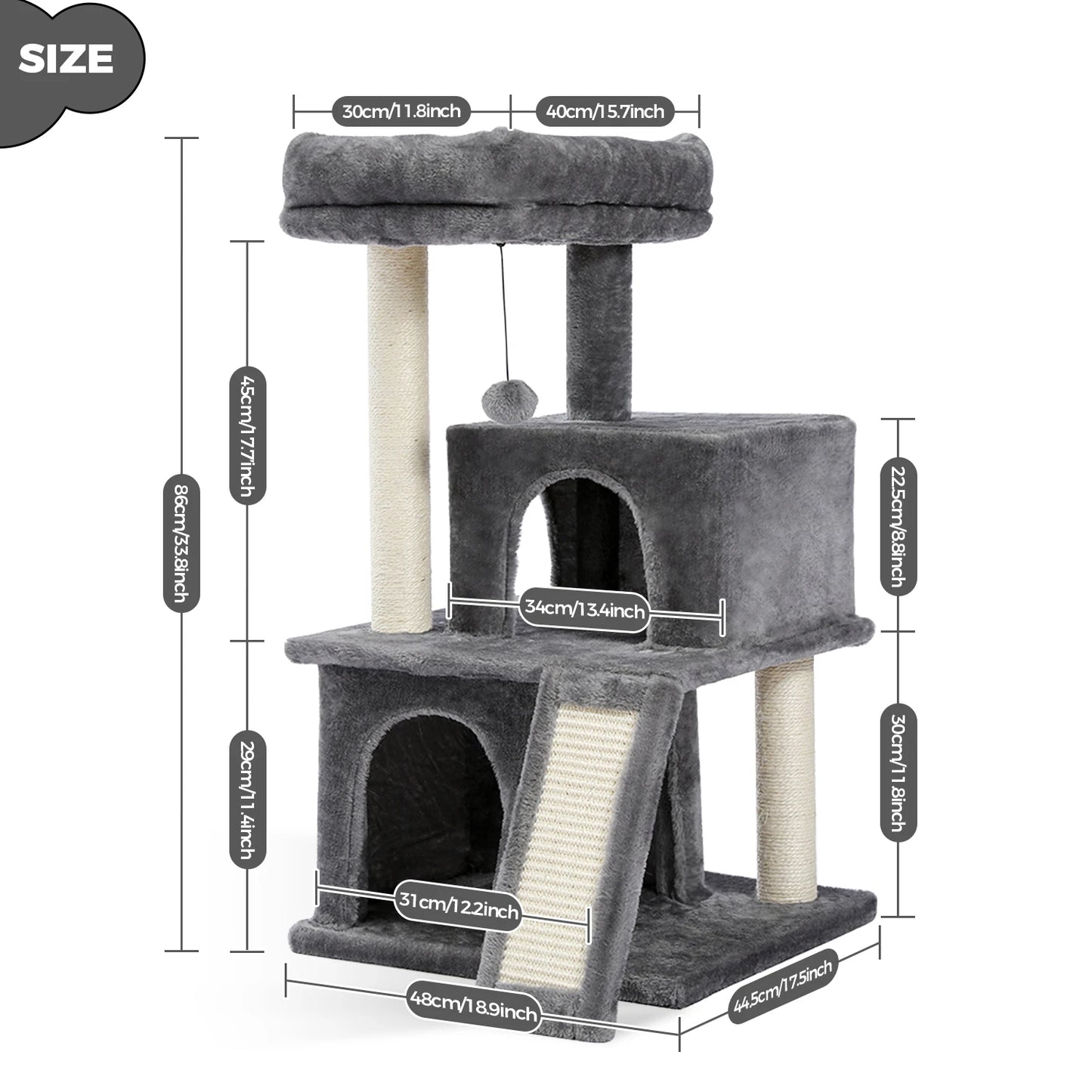 Multilevel Cat Tower with Sisal Posts