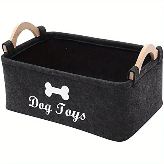 Felt Pet Toy Storage Box – Stylish Organizer Basket for Dog & Cat Toys