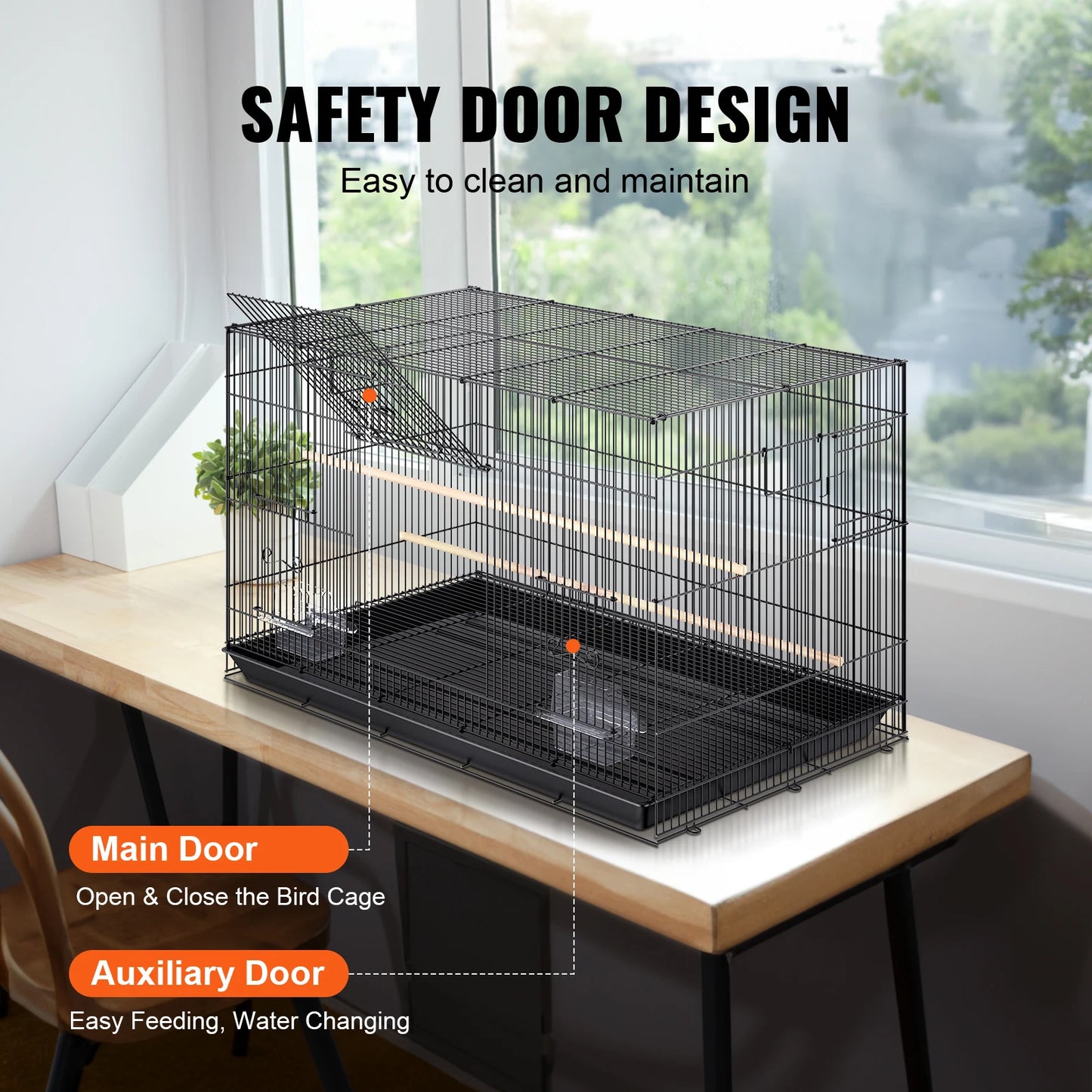 Large Metal Bird Cage with Rolling Stand