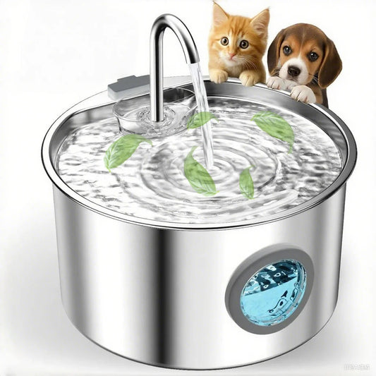 Stainless Steel Pet Water Fountain – 108oz Automatic Dispenser with Replaceable Filters for Cats & Dogs