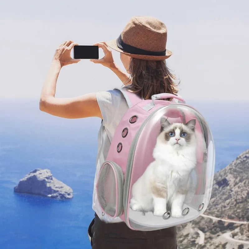 Expandable Cat Backpack Carrier – 20lb Capacity Pet Travel Bag for Cats & Dogs | Pink