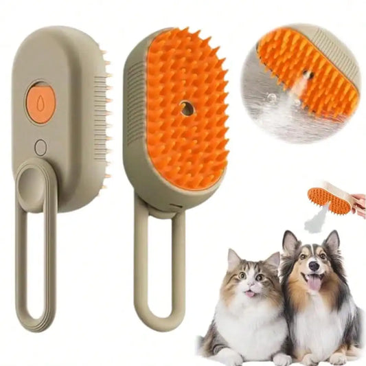 4-in-1 Steam Grooming Brush for Cats & Dogs – Self-Cleaning Comb with Vibrating Massage & Hair Removal