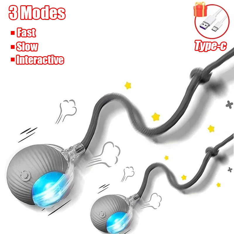 Automatic Rolling Ball Cat Toy – Rechargeable Smart Electric Toy with Faux Tail & Mouse Simulation