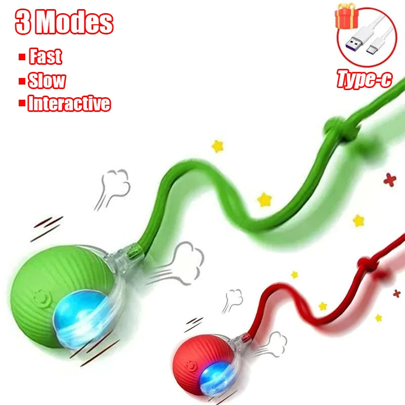 Automatic Rolling Ball Cat Toy – Rechargeable Smart Electric Toy with Faux Tail & Mouse Simulation