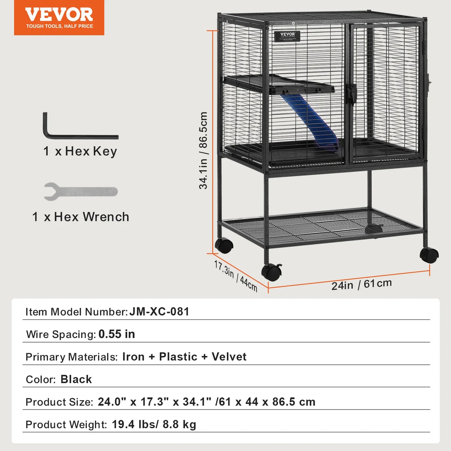 Large 4-Tier Rolling Metal Ferret & Small Animal Cage