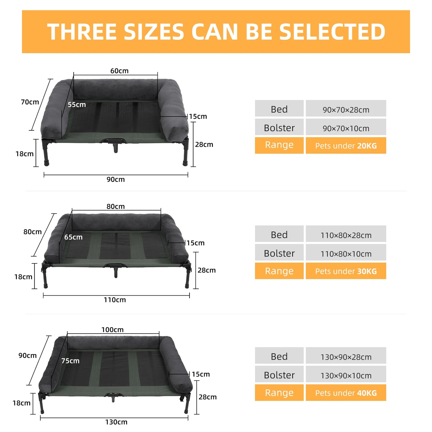 Elevated Pet Lounger Bed with Plush Bolster