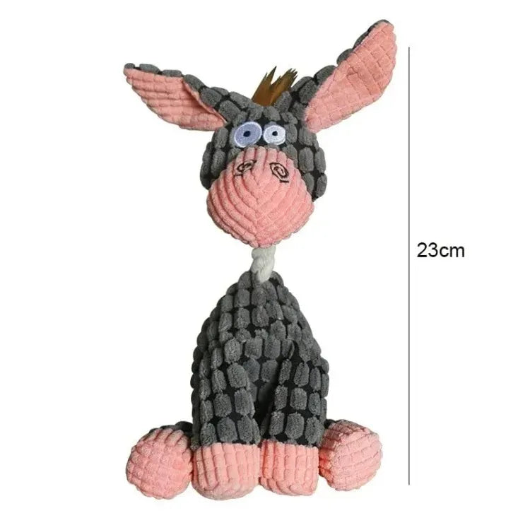 Plush Squeaky Donkey Chew Toy for Puppies & Small Dogs