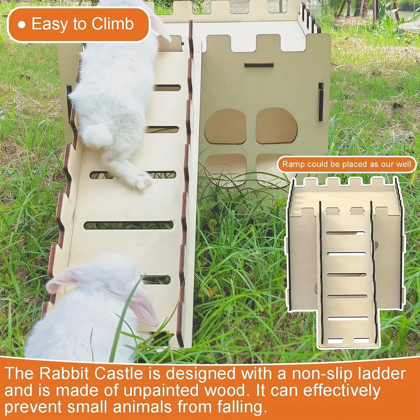 Wooden Rabbit Castle & Small Animal Hideout – Guinea Pig, Hedgehog & Hamster Toy