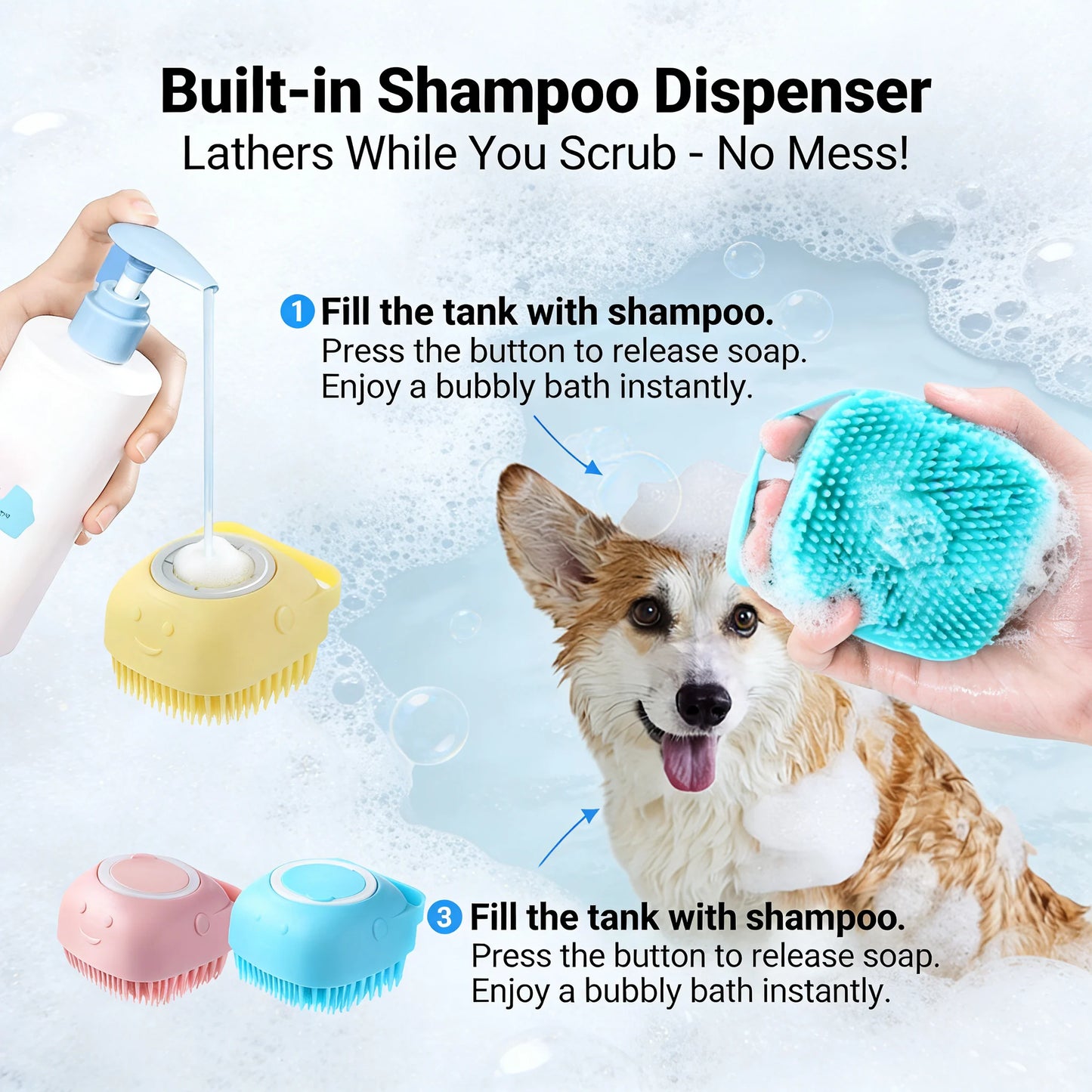 Silicone Pet Bath & Grooming Gloves – Soft Massage Brush for Dogs & Cats, De-Shedding & Bathing