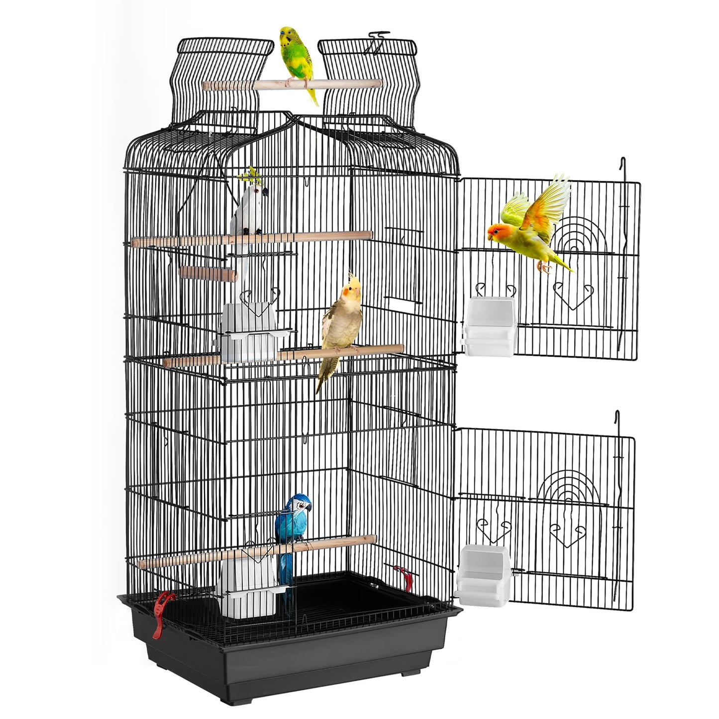 Large Open-Top Parrot Bird Cage with Swing & Perch