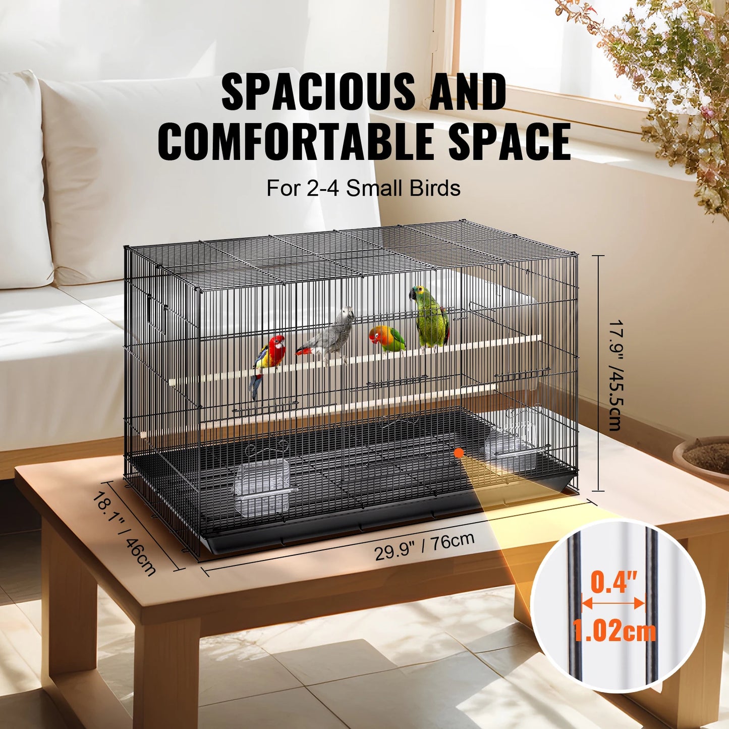 Large Metal Bird Cage with Rolling Stand